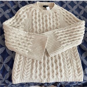 J Crew Cream Cotton Boucle Knot Sweater Bell Sleeves Size XXS
